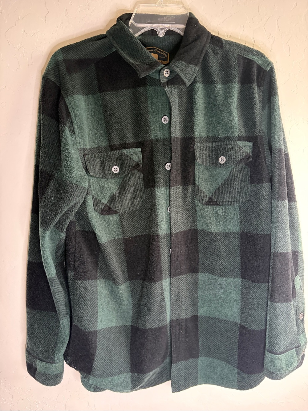 Men's Green and Black Buffalo Plaid Casual Button-Down Shirt